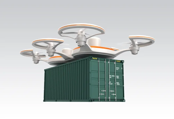 Air drone carrying cargo container