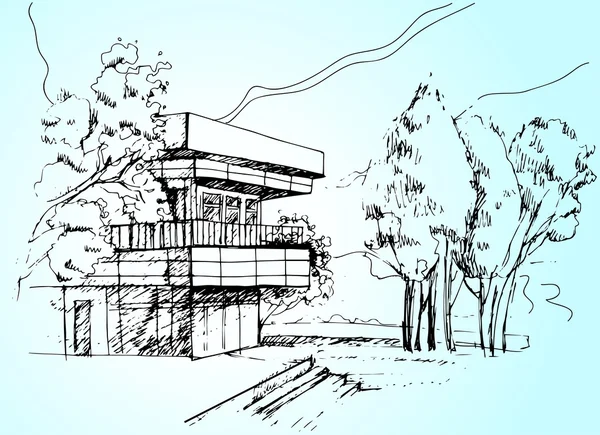 Sketch the architecture House illustration