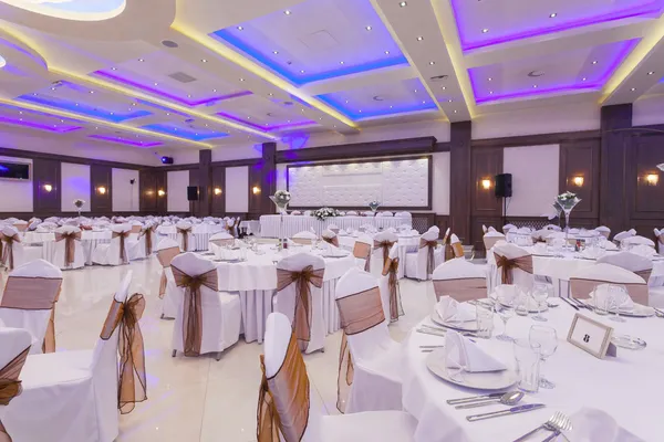 Banquet hall with colorful lights