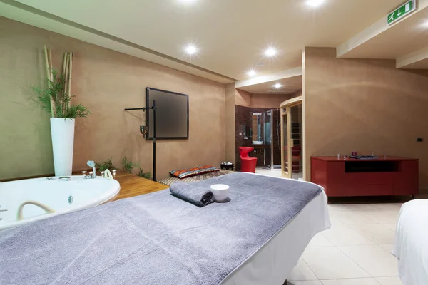 Interior of massage room in spa center