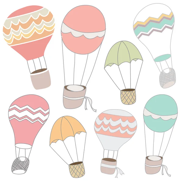 Cute Hot Air Balloons Collection. Colorful Hot Air Balloons