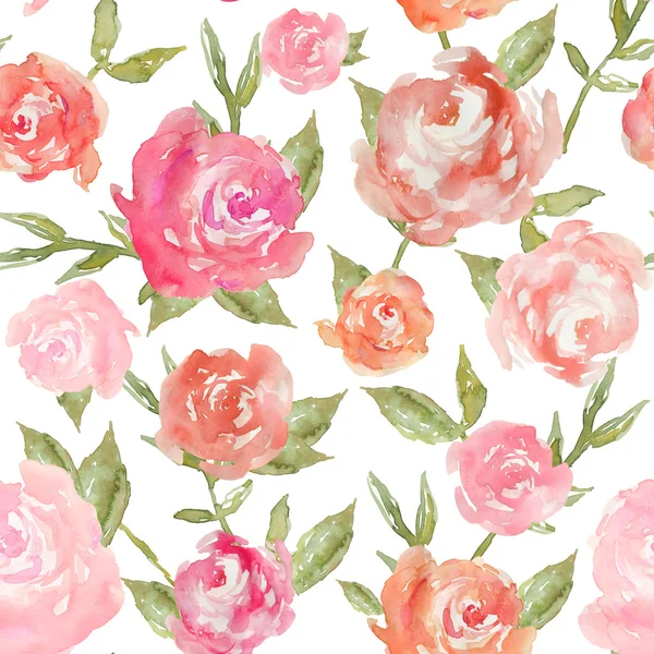 Watercolor Peony Background Pattern Repeating. Modern Watercolor