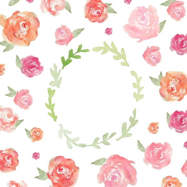 Watercolor Peonies Frame Background