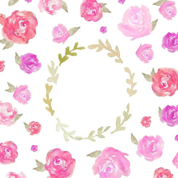 Watercolor Peonies Frame Background