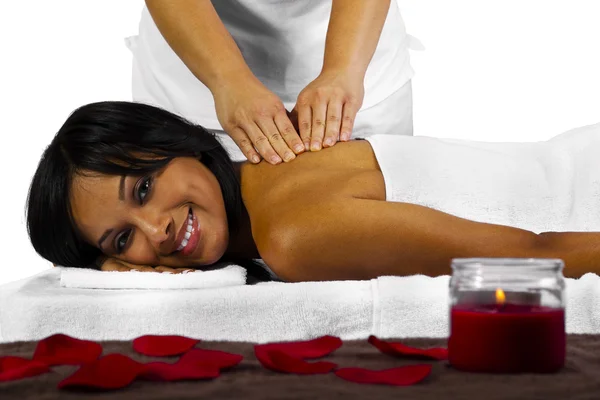 Black woman getting massage
