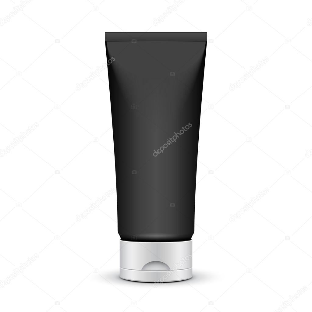 Tubo di gel o crema in scala di grigi argento nero pulito. pronti ...