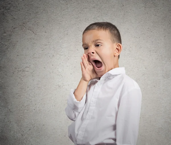 Portrait Tired Child Yawning