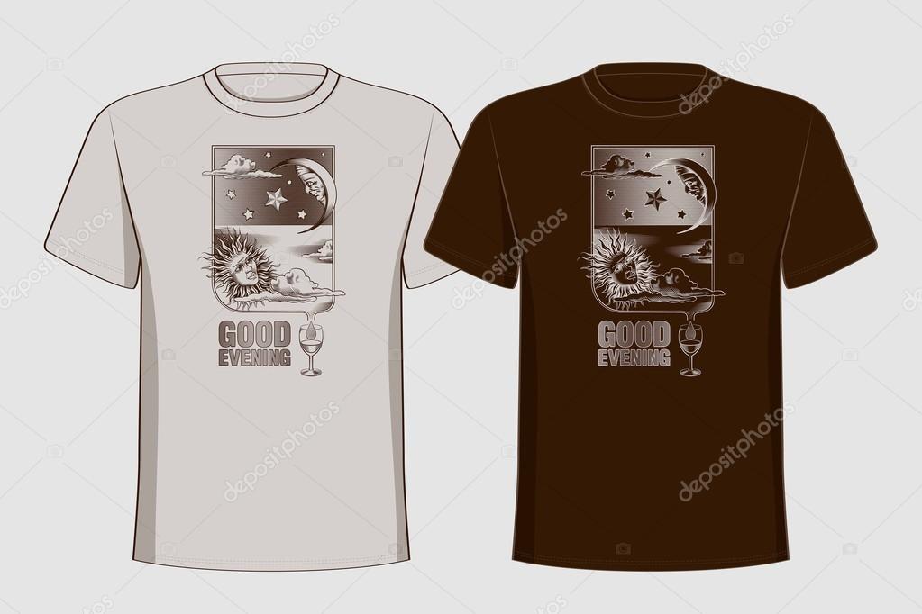 Diseño de camisetas con estrellas, la luna y el sol impresión ... Désign sol Diseño
