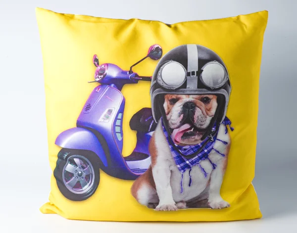 Decorative pillow with dog drawing