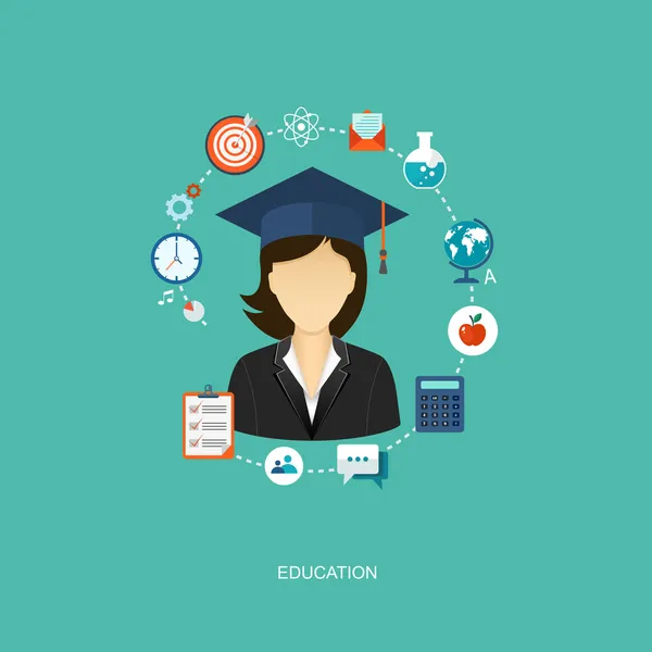 Student flat illustration with icons