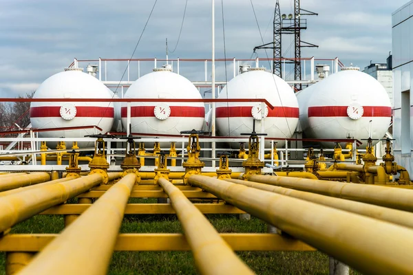 Big oil tanks in a refinery