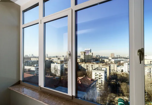 View to the city through new windows