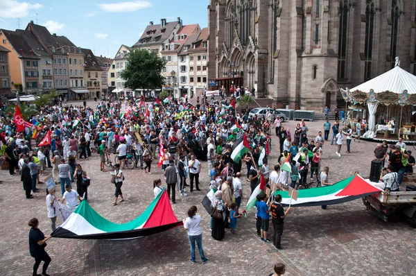 Mulhouse - France - 2 august 2014 - demonstration for peace between Israel and Palestine, against the Israeli bombing in Gaza