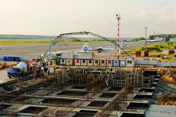 Building site at Strigino\'s airport in Nizhny Novgorod. Construction of the new passenger terminal is conducted.