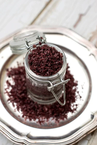 Red wine sea salt in a jar