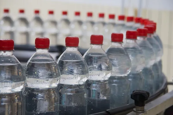 Bottling of mineral water in plastic bottles