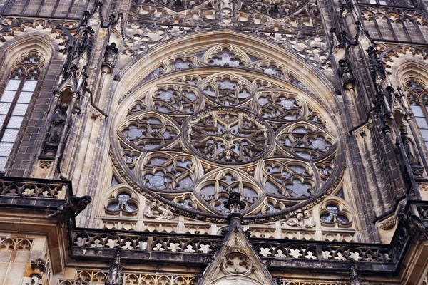 Antique neo gothic architecture building fragment of St. Vitus Cathedral