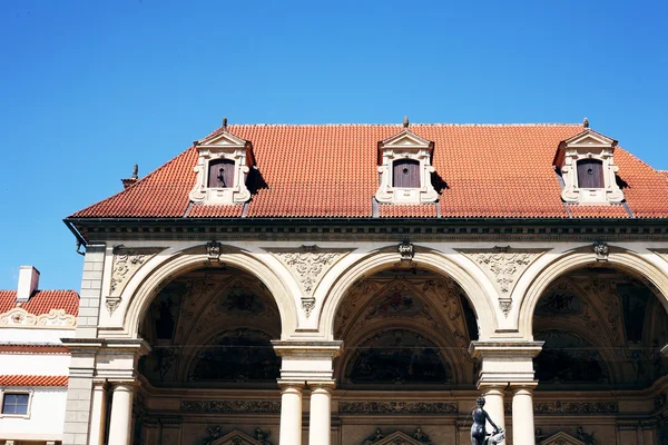 Antique European Building With Red Roof in Prague