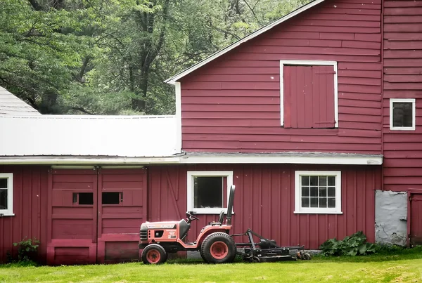 Old Retro Tractor & Red Barn