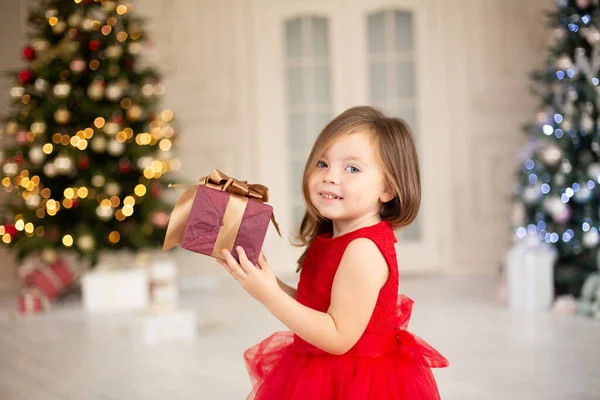 Criança Sai Está Pronta Para Celebrar Natal — Fotografia de Stock