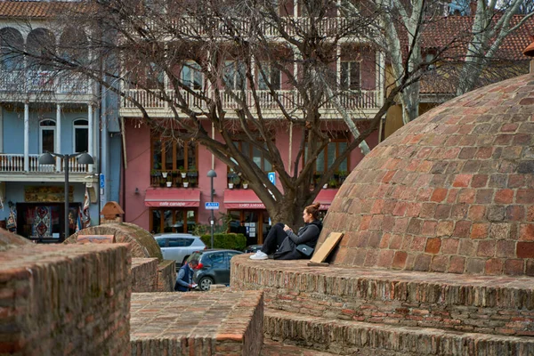 Popolare Punto Riferimento Della Città Tbilisi Antico Complesso Sotterraneo Bagni — Foto Stock