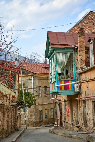 Tradice Domácnosti Gruzii Praní Prádla Suší Venku Balkóně — Stock fotografie