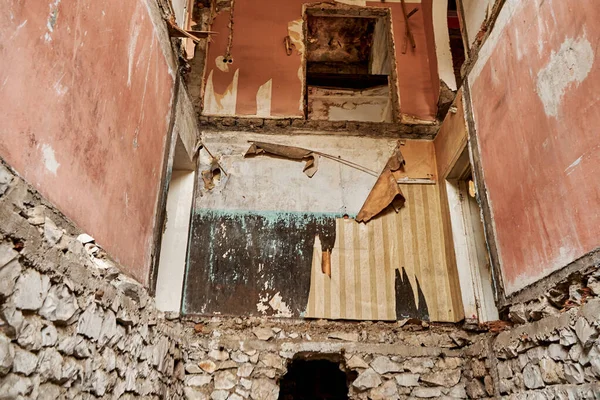 Interior Edificio Abandonado Que Desmorona Una Ciudad Agonizante Atmósfera Aterradora — Foto de Stock
