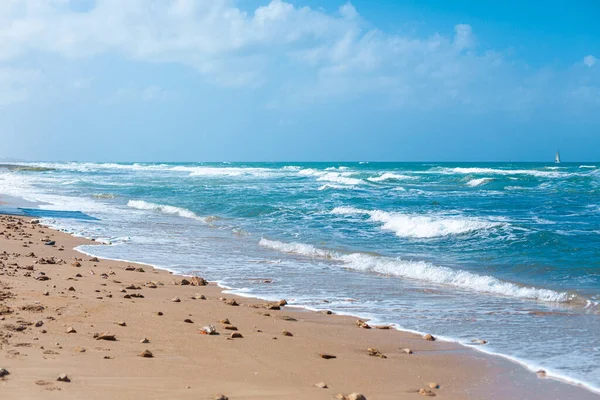 Kumsal kıyısı. Denizde ışık dalgası.