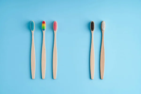 Monte Escovas Dentes Bambu Ecológicas Tendências Ambientais Globais Gênero Desigualdade — Fotografia de Stock