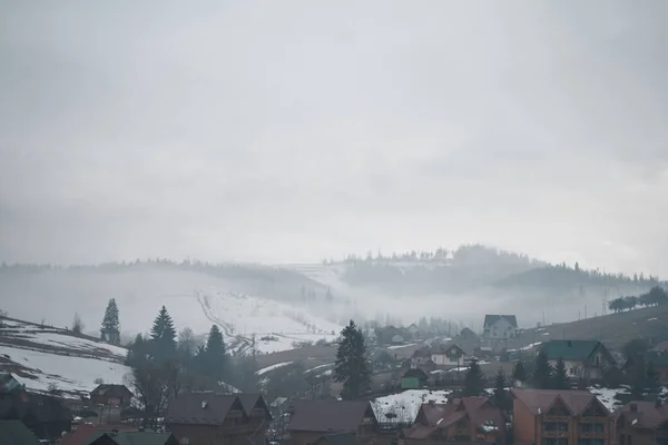 Winter Ukrainian Karpaty White Snow Covered Mountains Scenery — ストック写真