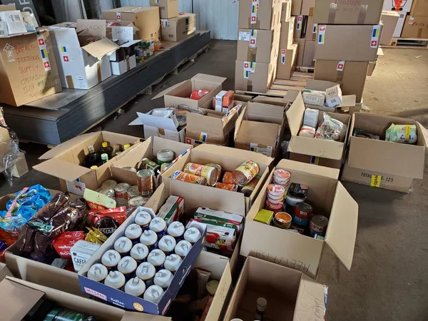 Ajuda Humanitária Alimentar Para Ucrânia Classificada Parcelas Antes Enviar Para — Fotografia de Stock