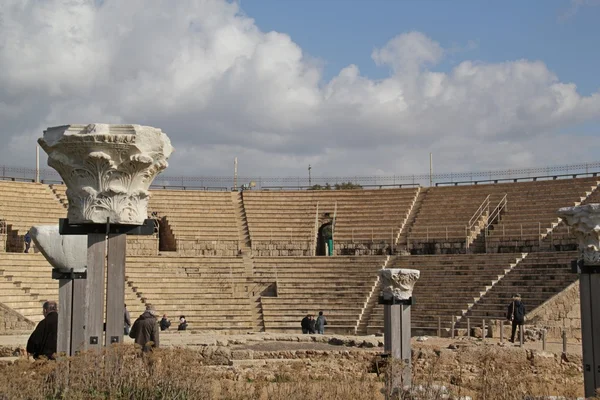 Antigas ruínas de anfiteatro em Cesaréa.Israel — Fotografia de Stock