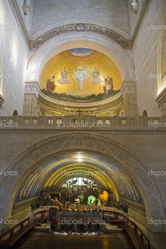 Inside of Mount Tabor church of the Transfiguration Stock Editorial