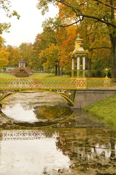 Chinese Bridge in Autumn Park — Stock Photo, Image