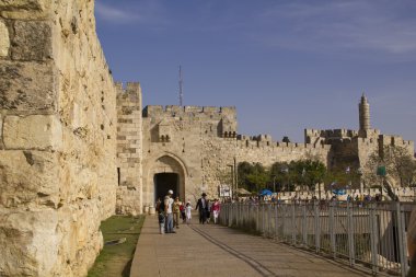 Jerusalem - Mart 29,2013: Kudüs'ün eski şehir sokak sahne