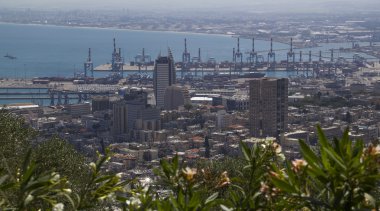 City of Haifa in Israel from the Bahai Garden ,View to Sea and h clipart