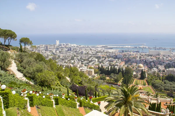 View to Sea and harbor, City of Haifa in Israel — стоковое фото