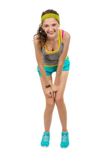 Chica deportiva en pantalones cortos y una camiseta . —  Fotos de Stock