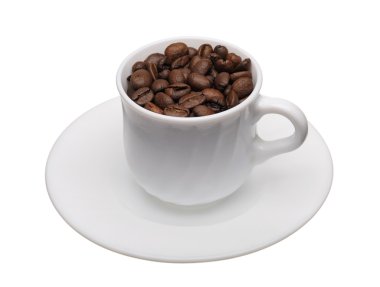 Copa blanco con granos de café