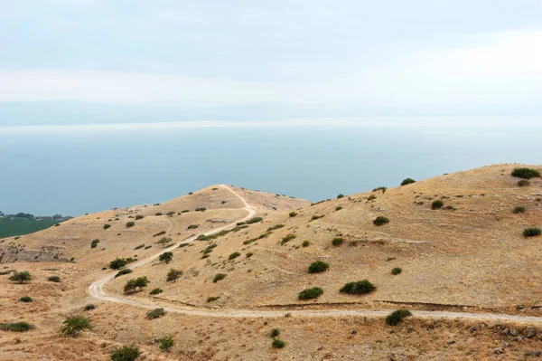 Brzegu Jeziora Kinneret Podnóża Wzgórza Golan Izraelu — Zdjęcie stockowe