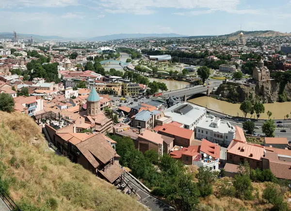 View Old Houses Tbilisi Georgia Panorama — Stock Photo, Image