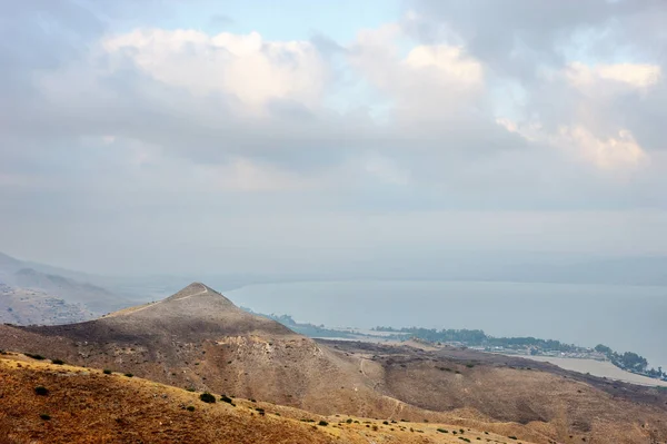 Sjön Kinneret Sluttningarna Golanhöjderna Israel — Stockfoto
