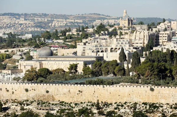 Jerusalén Vista Ciudad Vieja Desde Monte Los Olivos — Foto de Stock