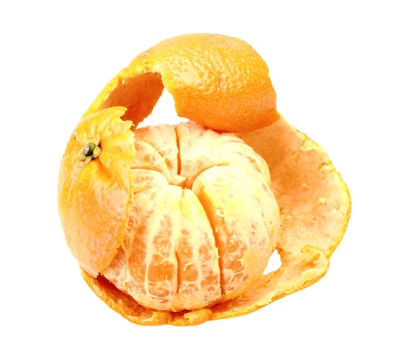 Jeden owoc pomarańczowy mandarynki z skóry — Zdjęcie stockowe
