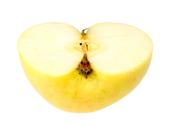 Fatia horizontal de uma maçã amarela fresca — Fotografia de Stock