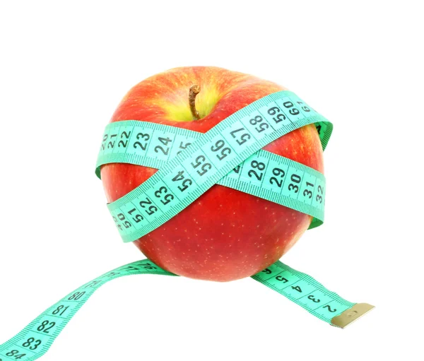 Fita métrica em maçã vermelha — Fotografia de Stock