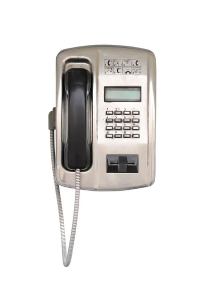 Κοινόχρηστο τηλέφωνο με απομονωθεί σε λευκό — Φωτογραφία Αρχείου