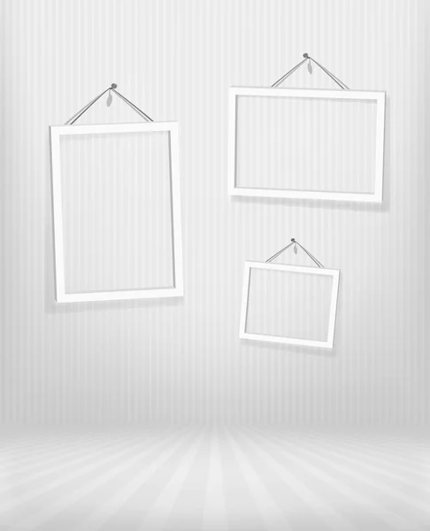 Trois cadres dans une pièce rayée — Image vectorielle