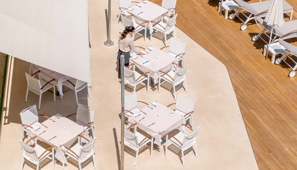 Tables set for meal — Stock Photo, Image