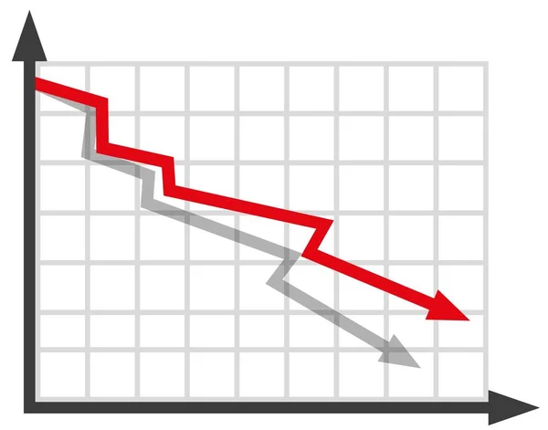 Gráfico Com Relatório Diminuição Diagrama Com Recessão Progresso Bancarrota Ilustração —  Vetores de Stock